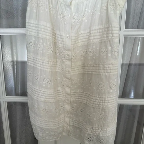 Sezane White 100% Cotton Eyelet Button-Front Sundress - Picture 3 of 10